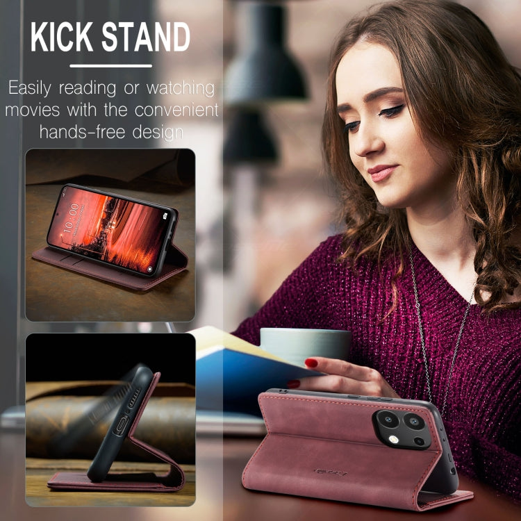 For Xiaomi Redmi Note 13 4G CaseMe 013 Multifunctional Horizontal Flip Leather Phone Case(Wine Red)