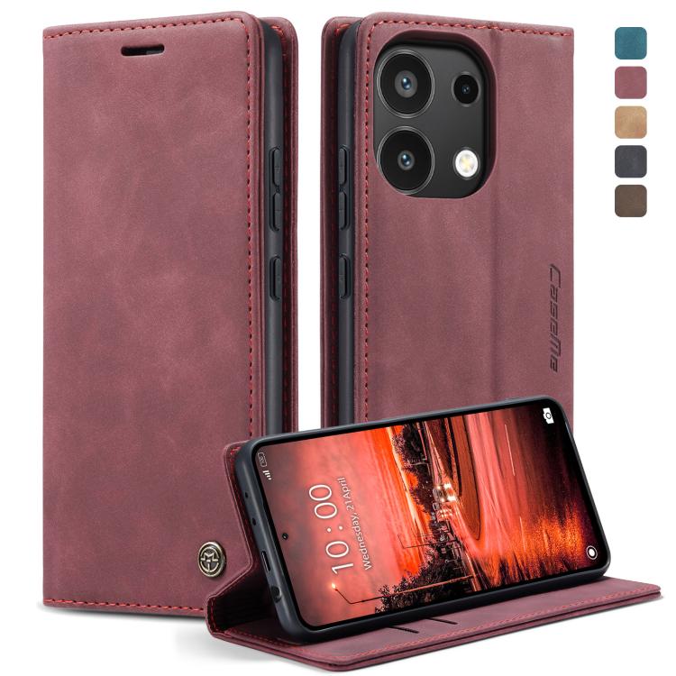 For Xiaomi Redmi Note 13 4G CaseMe 013 Multifunctional Horizontal Flip Leather Phone Case(Wine Red)