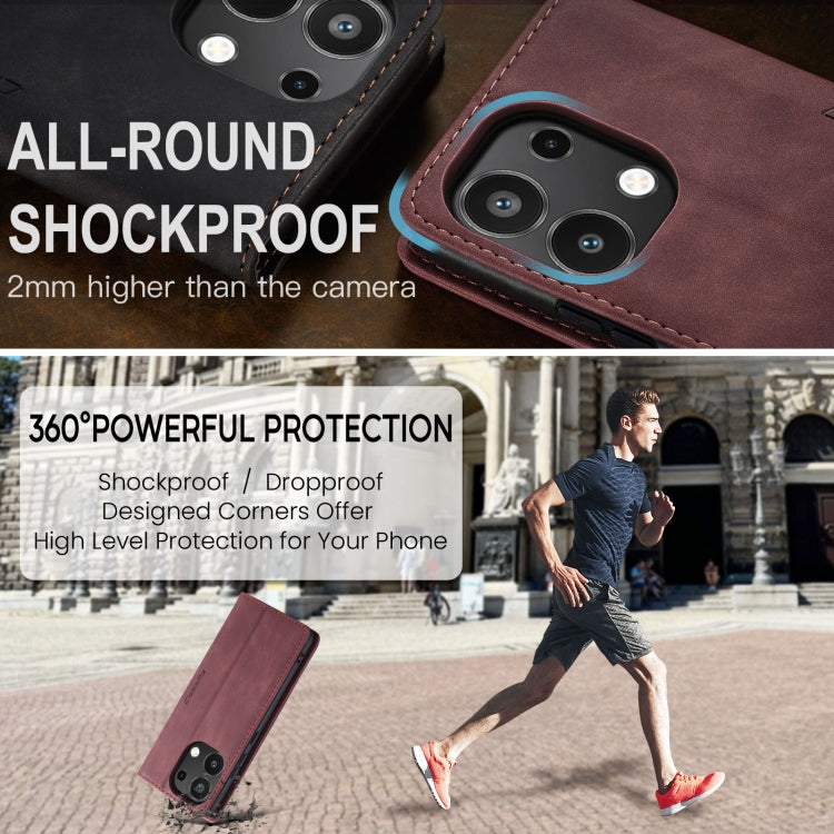 For Xiaomi Redmi Note 13 4G CaseMe 013 Multifunctional Horizontal Flip Leather Phone Case(Wine Red)