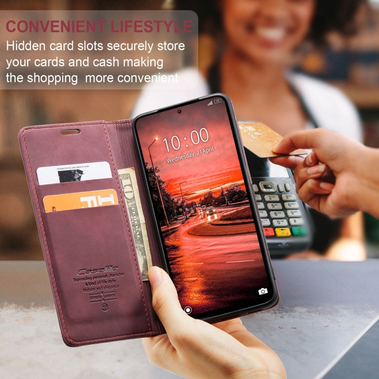 For Xiaomi Redmi Note 13 4G CaseMe 013 Multifunctional Horizontal Flip Leather Phone Case(Wine Red)