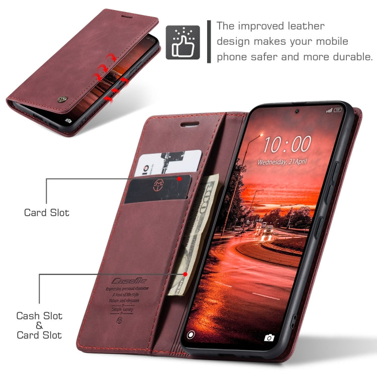 For Xiaomi Redmi Note 13 4G CaseMe 013 Multifunctional Horizontal Flip Leather Phone Case(Wine Red)