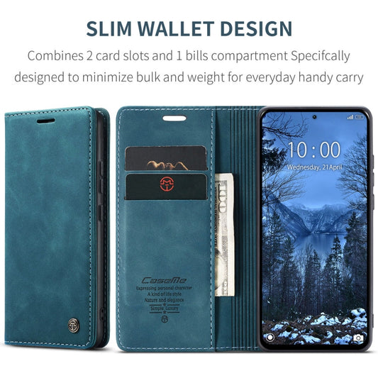 Pour Xiaomi Redmi Note 13 4G Étui de téléphone en cuir multifonctionnel à rabat horizontal CaseMe 013 (Bleu)