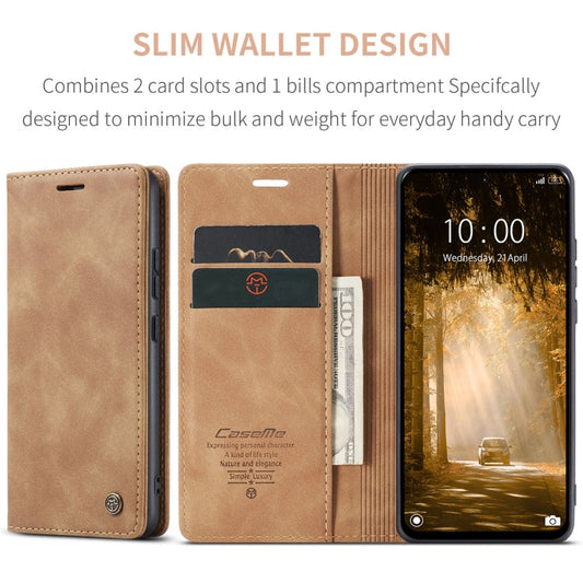 Pour Xiaomi Redmi Note 13 4G Étui de téléphone en cuir à rabat horizontal multifonctionnel CaseMe 013 (marron)