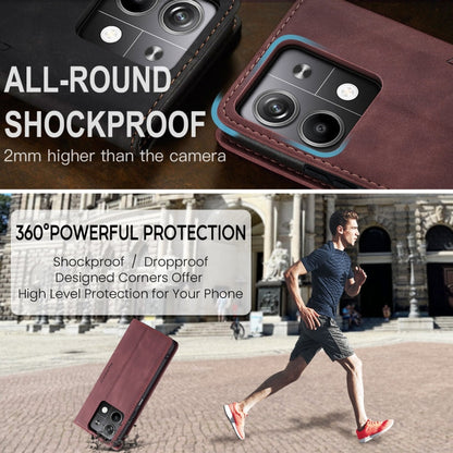 Pour Xiaomi Redmi Note 13 5G Étui de téléphone en cuir à rabat horizontal multifonctionnel CaseMe 013 (Rouge vin)