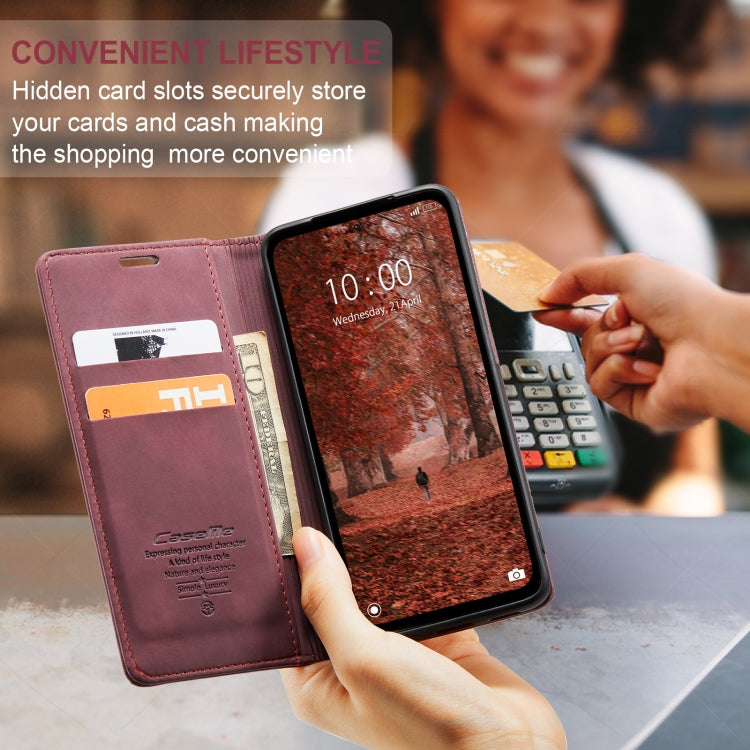 Pour Xiaomi Redmi Note 13 5G Étui de téléphone en cuir à rabat horizontal multifonctionnel CaseMe 013 (Rouge vin)