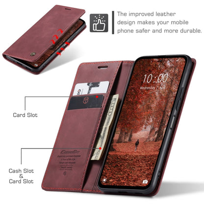Pour Xiaomi Redmi Note 13 5G Étui de téléphone en cuir à rabat horizontal multifonctionnel CaseMe 013 (Rouge vin)