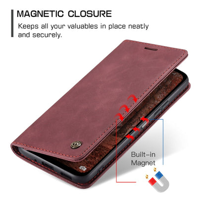 Pour Xiaomi Redmi Note 13 5G Étui de téléphone en cuir à rabat horizontal multifonctionnel CaseMe 013 (Rouge vin)