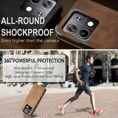 For Xiaomi Redmi Note 13 5G CaseMe 013 Multifunctional Horizontal Flip Leather Phone Case(Brown)