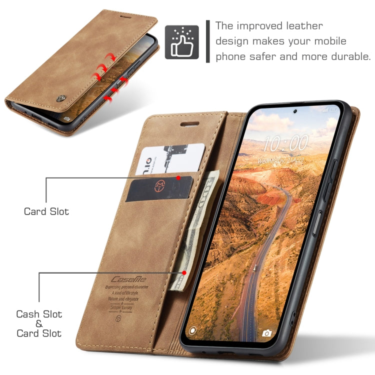 For Xiaomi Redmi Note 13 5G CaseMe 013 Multifunctional Horizontal Flip Leather Phone Case(Brown)
