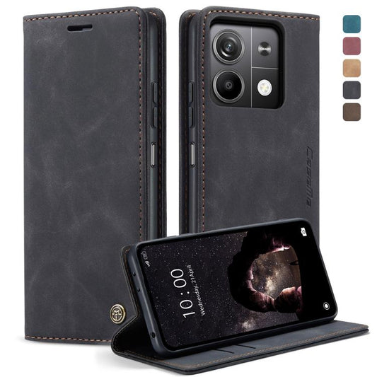 Pour Xiaomi Redmi Note 13 5G Étui en cuir à rabat horizontal multifonctionnel CaseMe 013 (Noir)