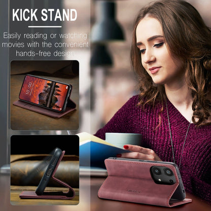 Pour Xiaomi Redmi Note 13 Pro 4G Étui en Cuir Multifonctionnel à Rabat Horizontal CaseMe 013 (Rouge Vin)