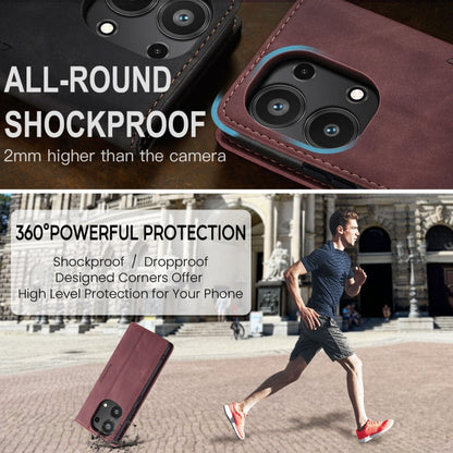 Pour Xiaomi Redmi Note 13 Pro 4G Étui en Cuir Multifonctionnel à Rabat Horizontal CaseMe 013 (Rouge Vin)