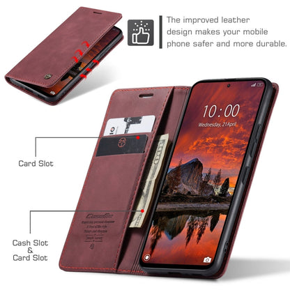 Pour Xiaomi Redmi Note 13 Pro 4G Étui en Cuir Multifonctionnel à Rabat Horizontal CaseMe 013 (Rouge Vin)