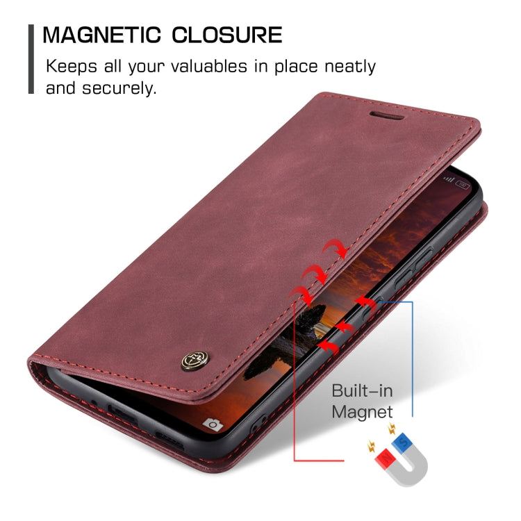 Pour Xiaomi Redmi Note 13 Pro 4G Étui en Cuir Multifonctionnel à Rabat Horizontal CaseMe 013 (Rouge Vin)