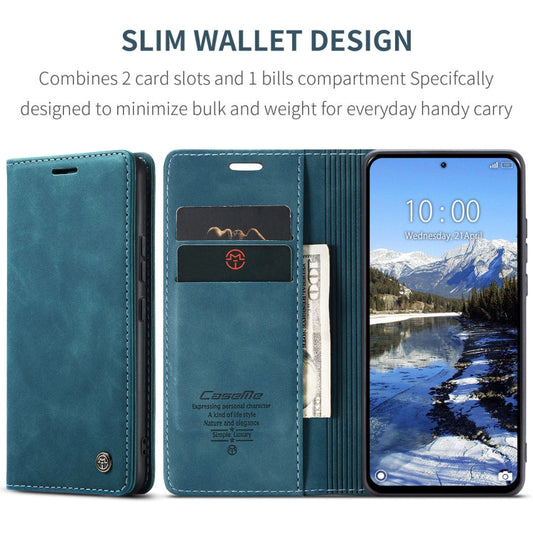 Pour Xiaomi Redmi Note 13 Pro 4G Étui en Cuir à Rabat Horizontal Multifonctionnel CaseMe 013 (Bleu)