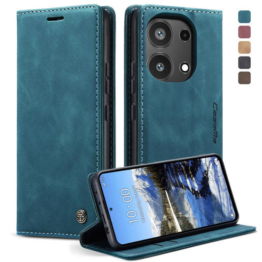 Pour Xiaomi Redmi Note 13 Pro 4G Étui en Cuir à Rabat Horizontal Multifonctionnel CaseMe 013 (Bleu)