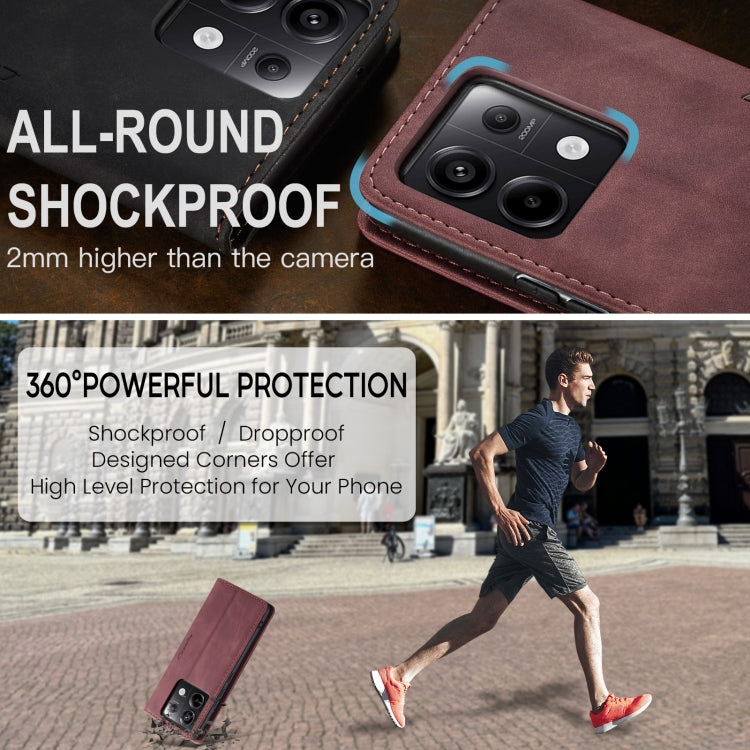 For Xiaomi Redmi Note 13 Pro 5G CaseMe 013 Multifunctional Horizontal Flip Leather Phone Case(Wine Red)