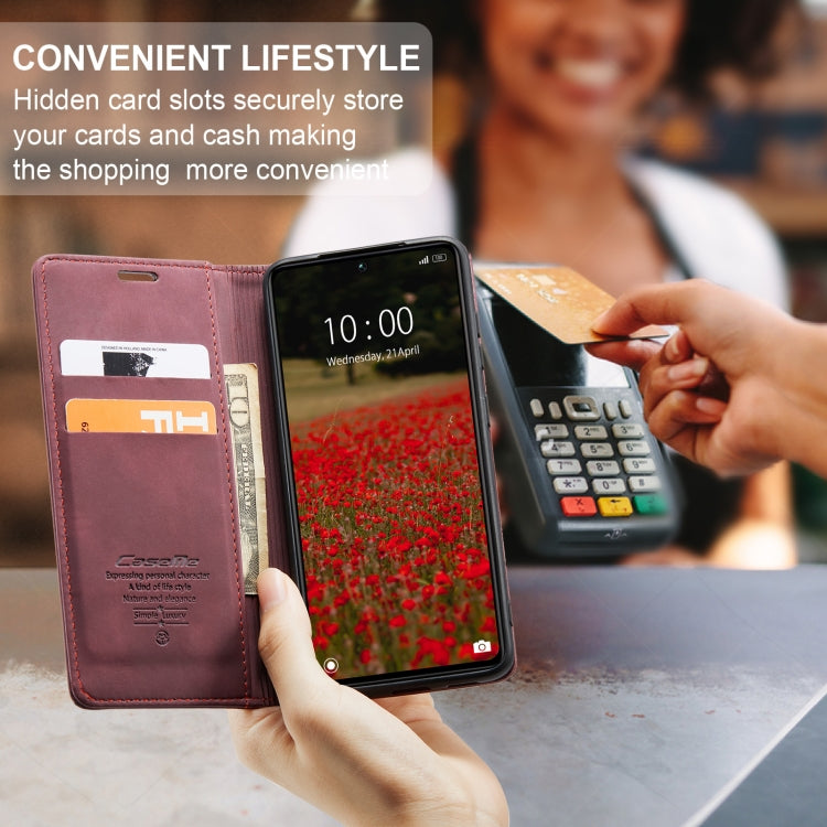 For Xiaomi Redmi Note 13 Pro 5G CaseMe 013 Multifunctional Horizontal Flip Leather Phone Case(Wine Red)