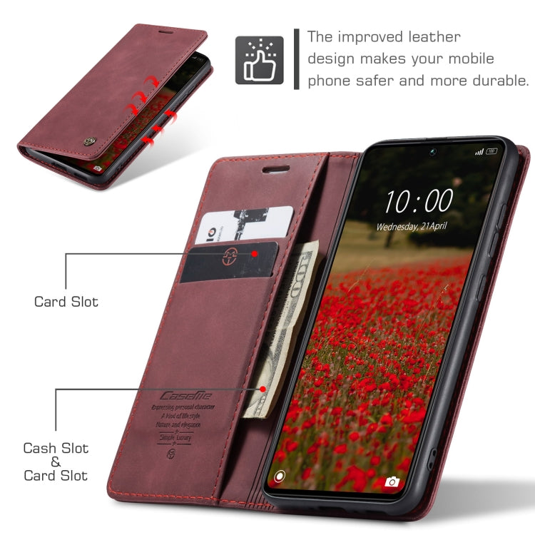 For Xiaomi Redmi Note 13 Pro 5G CaseMe 013 Multifunctional Horizontal Flip Leather Phone Case(Wine Red)