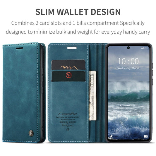 Pour Xiaomi Redmi Note 13 Pro 5G Étui de téléphone en cuir à rabat horizontal multifonctionnel CaseMe 013 (Bleu)
