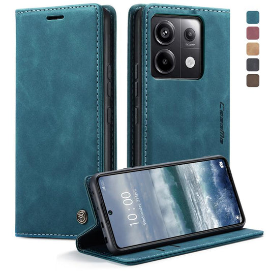Pour Xiaomi Redmi Note 13 Pro 5G Étui de téléphone en cuir à rabat horizontal multifonctionnel CaseMe 013 (Bleu)