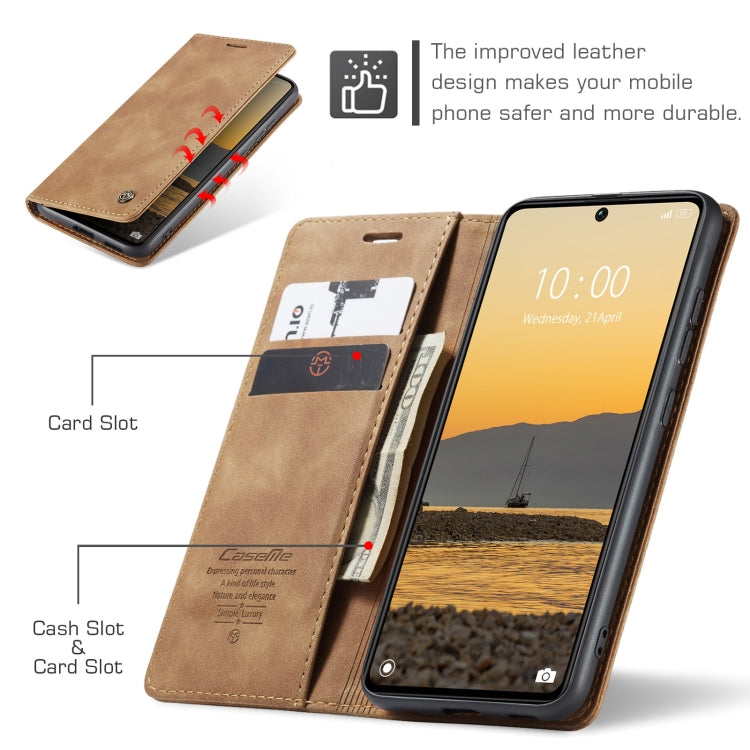 For Xiaomi Redmi Note 13 Pro 5G CaseMe 013 Multifunctional Horizontal Flip Leather Phone Case(Brown)