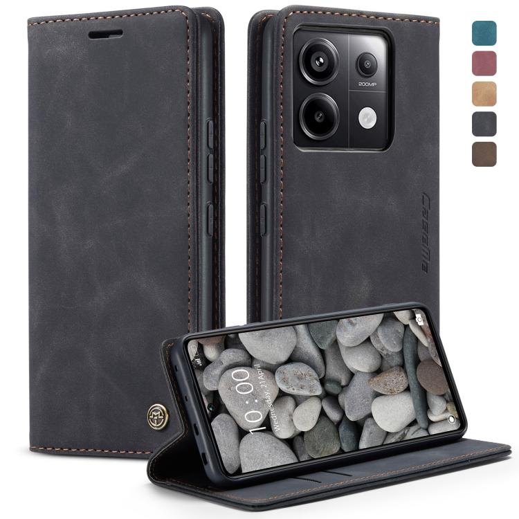 Pour Xiaomi Redmi Note 13 Pro 5G Coque de téléphone en cuir à rabat horizontal multifonctionnel CaseMe 013 (Noir)