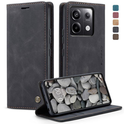 Pour Xiaomi Redmi Note 13 Pro 5G Coque de téléphone en cuir à rabat horizontal multifonctionnel CaseMe 013 (Noir)