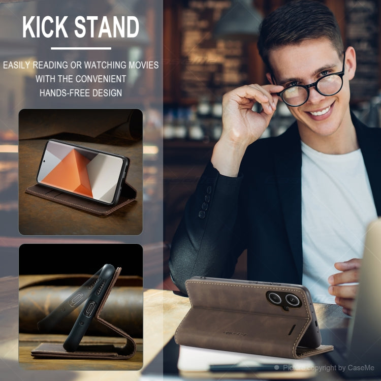 For Xiaomi Redmi Note 13 Pro+ CaseMe 013 Multifunctional Horizontal Flip Leather Phone Case(Coffee)