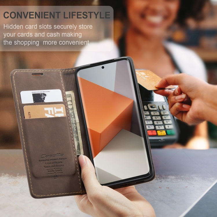 For Xiaomi Redmi Note 13 Pro+ CaseMe 013 Multifunctional Horizontal Flip Leather Phone Case(Coffee)
