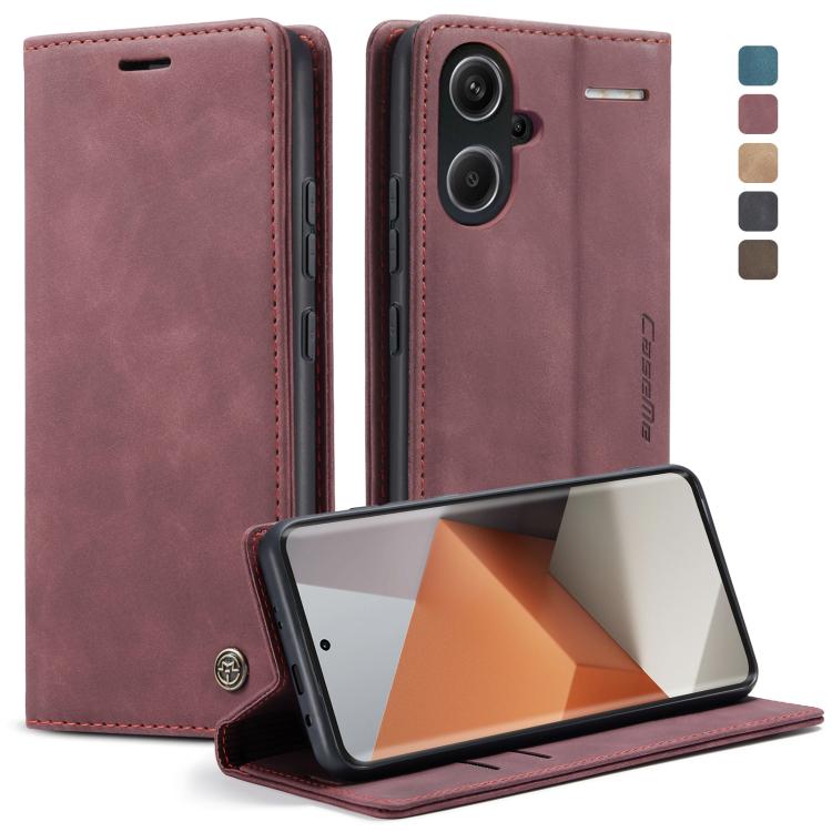 For Xiaomi Redmi Note 13 Pro+ CaseMe 013 Multifunctional Horizontal Flip Leather Phone Case(Wine Red)