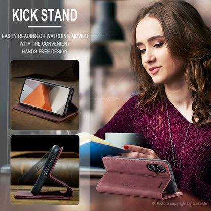 For Xiaomi Redmi Note 13 Pro+ CaseMe 013 Multifunctional Horizontal Flip Leather Phone Case(Wine Red)
