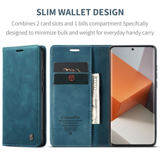 Pour Xiaomi Redmi Note 13 Pro+ Étui de téléphone en cuir à rabat horizontal multifonctionnel CaseMe 013 (Bleu)