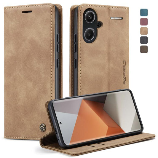 Pour Xiaomi Redmi Note 13 Pro+ Étui de téléphone en cuir à rabat horizontal multifonctionnel CaseMe 013 (marron)