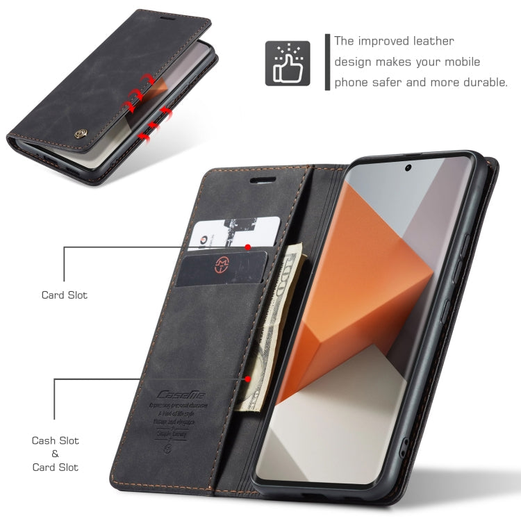 For Xiaomi Redmi Note 13 Pro+ CaseMe 013 Multifunctional Horizontal Flip Leather Phone Case(Black)