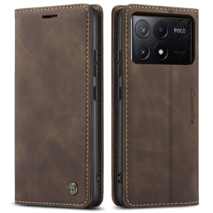 For Xiaomi Poco X6 Pro CaseMe 013 Multifunctional Horizontal Flip Leather Phone Case(Coffee)