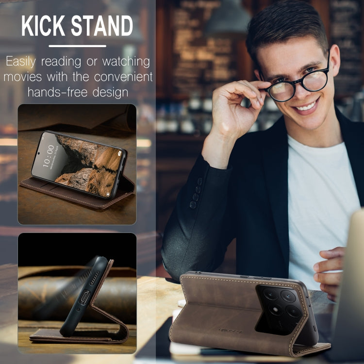 For Xiaomi Poco X6 Pro CaseMe 013 Multifunctional Horizontal Flip Leather Phone Case(Coffee)