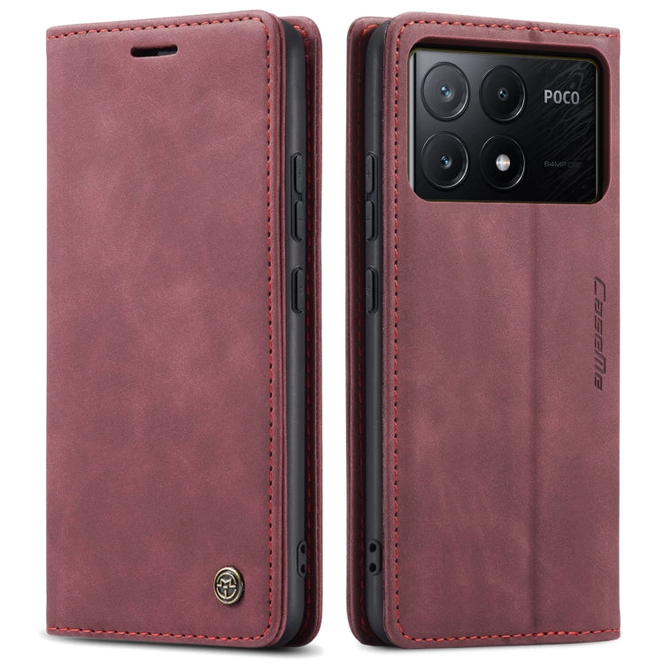 For Xiaomi Poco X6 Pro CaseMe 013 Multifunctional Horizontal Flip Leather Phone Case(Wine Red)