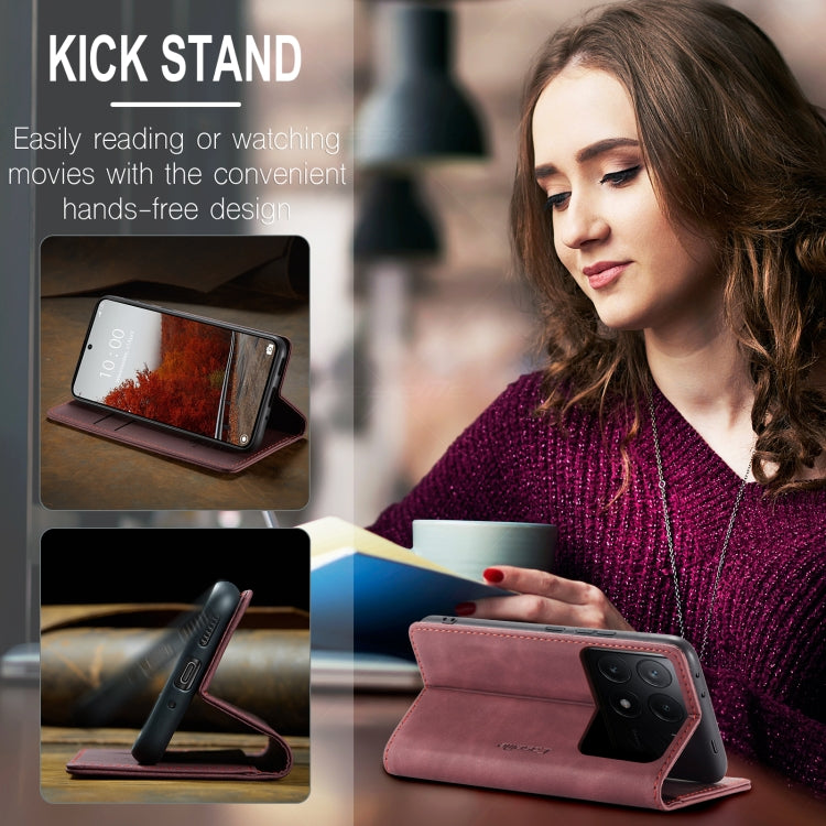 For Xiaomi Poco X6 Pro CaseMe 013 Multifunctional Horizontal Flip Leather Phone Case(Wine Red)