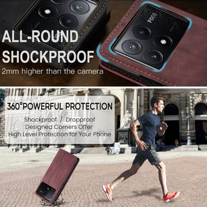 For Xiaomi Poco X6 Pro CaseMe 013 Multifunctional Horizontal Flip Leather Phone Case(Wine Red)