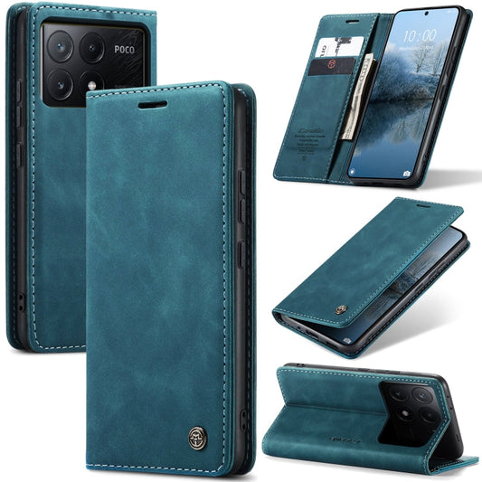 Pour Xiaomi Redmi K70E 5G Coque de Téléphone en Cuir à Rabat Horizontal Multifonctionnel CaseMe 013 (Bleu)