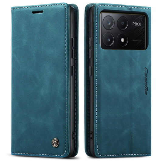 Pour Xiaomi Redmi K70E 5G Coque de Téléphone en Cuir à Rabat Horizontal Multifonctionnel CaseMe 013 (Bleu)