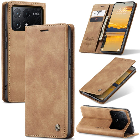 Pour Xiaomi Redmi K70E 5G Étui de téléphone en cuir à rabat horizontal multifonctionnel CaseMe 013 (marron)