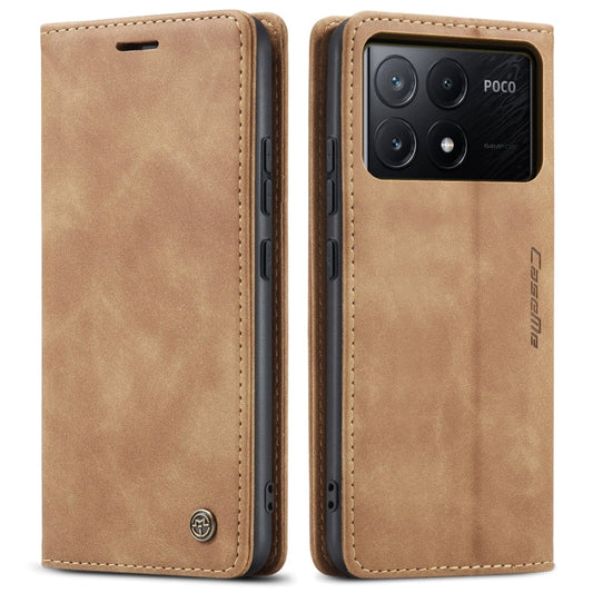 Pour Xiaomi Redmi K70E 5G Étui de téléphone en cuir à rabat horizontal multifonctionnel CaseMe 013 (marron)