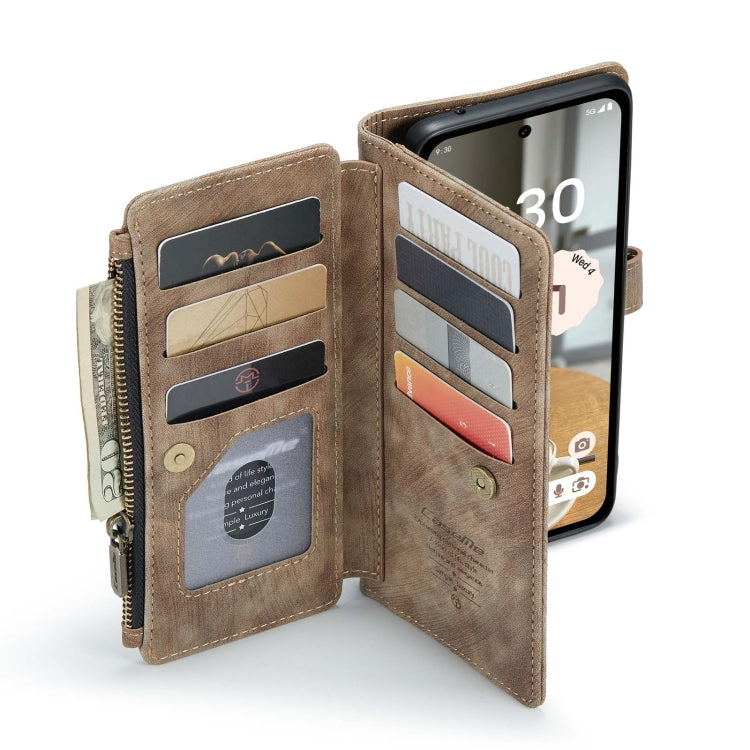 Pour Google Pixel 8a étui de téléphone en cuir multifonctionnel CaseMe C30 (marron)