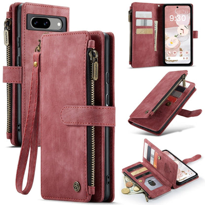Pour Google Pixel 8a Étui portefeuille multifonctionnel en cuir CaseMe C30 (rouge)