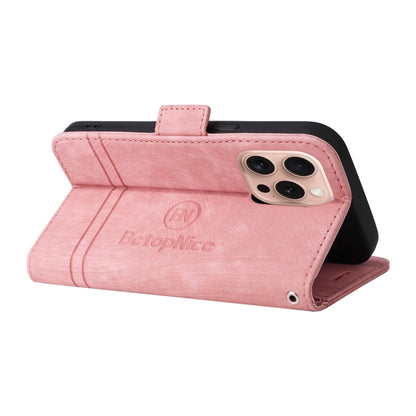For iPhone 16 Pro BETOPNICE Dual-side Buckle Leather Phone Case(Pink)