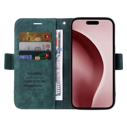 Pour iPhone 16 Pro BETOPNICE Étui de téléphone en cuir à double boucle (Vert)