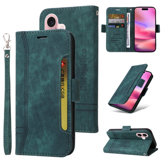 Pour iPhone 16 Étui de Téléphone en Cuir à Boucle Double Face BETOPNICE (Vert)