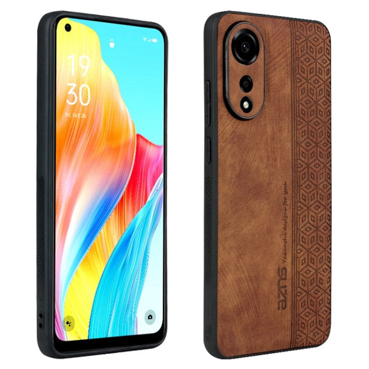 For OPPO A78 4G AZNS 3D Embossed Skin Feel Phone Case(Brown)